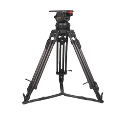 JIEPAI V25T 40KG Heavy Duty 150MM Professional Tripod Carbon Video Film Camera Tripod Fluid Geared Head Aluminum for ARRI RED