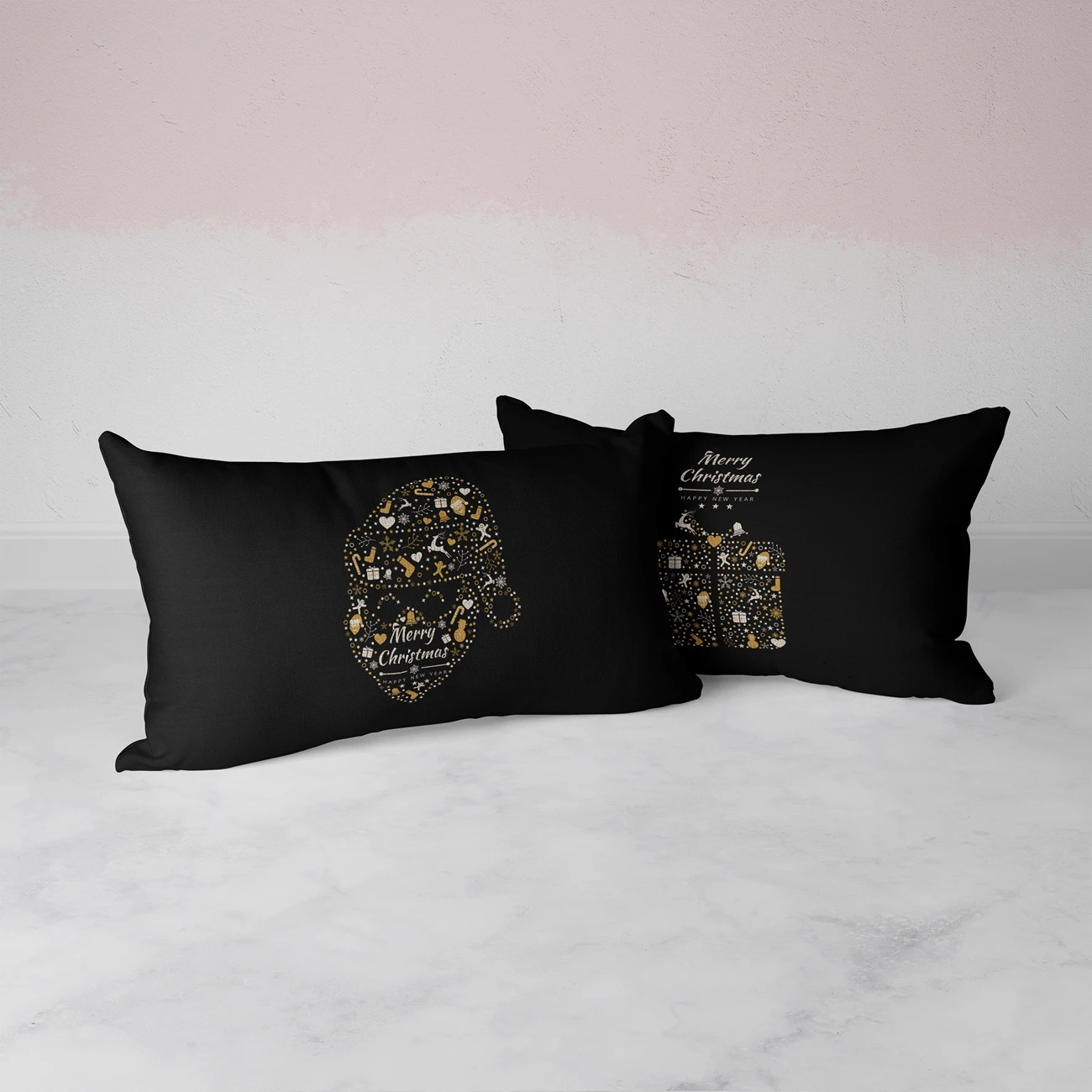 Merry Christmas Pillow Cover, Simple Seat Cushion Cover, Decorative Pillowcase, Black, Star,New Year, 2022，2025