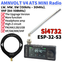 V4 AMNVOLT Mini SI4732 DSP Radio Receiver FM AM SSB LSB USB Mode LSB USB Transistor Pocket Radios 1.9inch IPS Screen ESP-32-S3