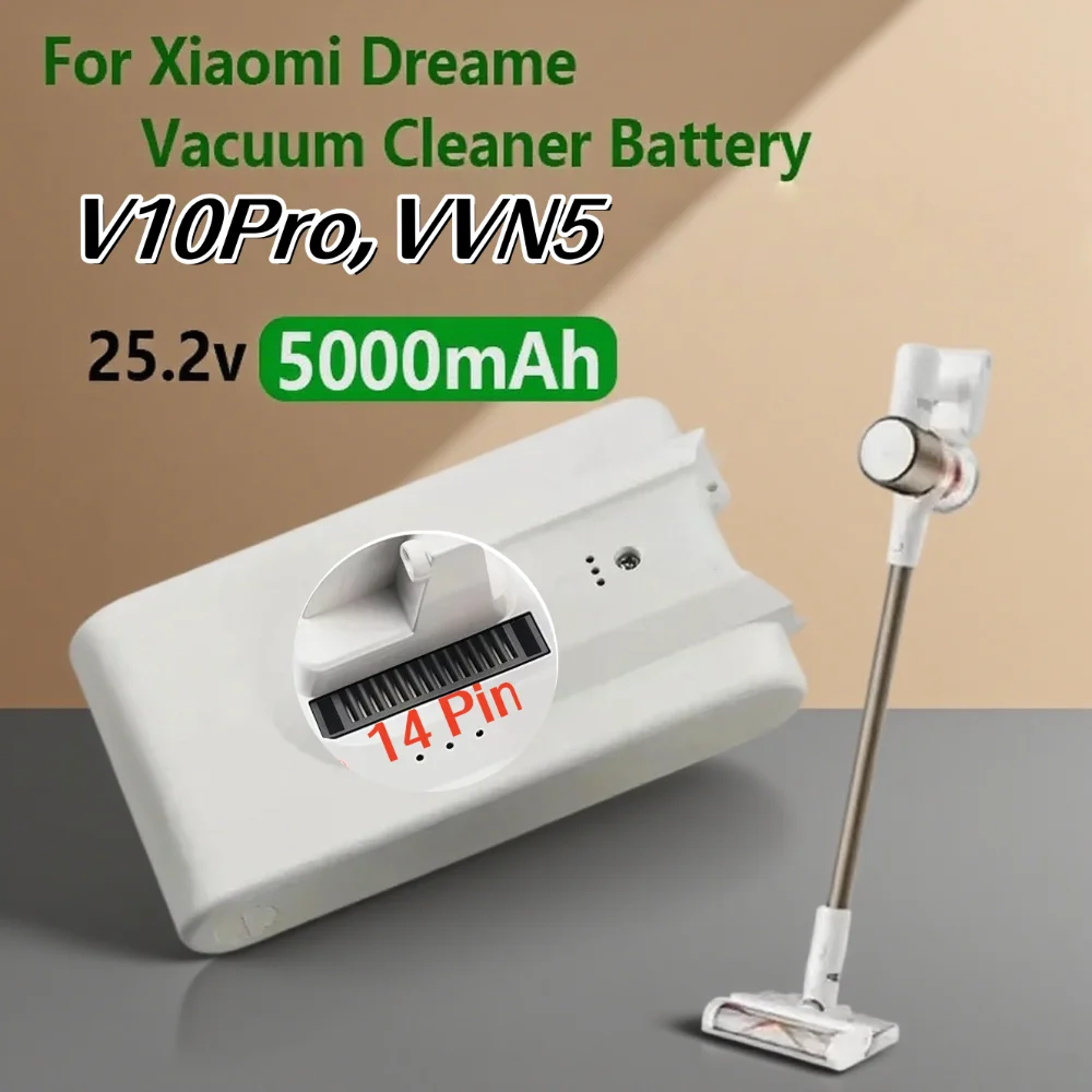 

25.2V 5000mAh Battery for Xiaomi Mijia Dreame V10Pro/VVN5, 18650 Li-ion Pack Rechargeable vacuum cleaner spare battery.