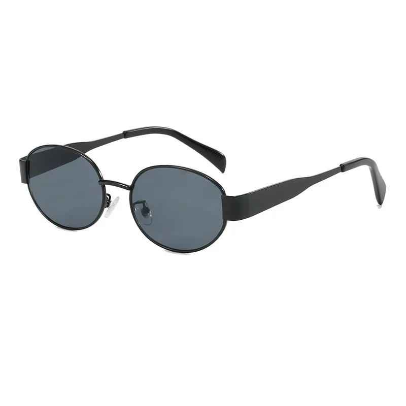 Damenmode kleine ovale Spiegel Sonnenbrille Luxusmarke Designer High-End einzigartige Brillen legierung schwarze Sonnenbrille uv400