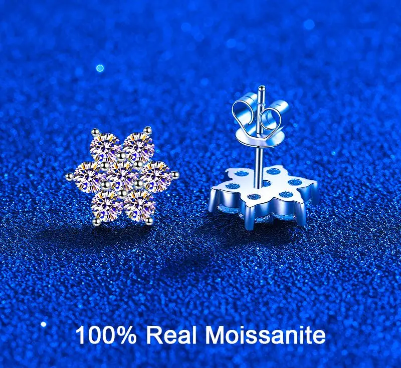 

Full Moissanite Stud Earring for Women Solid 925 Sterling Silver Sparkly Sunflower Earrings Pass Diamond Test Moissanite Jewelry