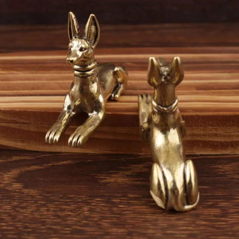 Vintage Brass Egyptian Pharaoh Hound Statue Exquisite Animal Dog Desktop Ornaments Home Decoration Crafts Ideal For Bookshelve