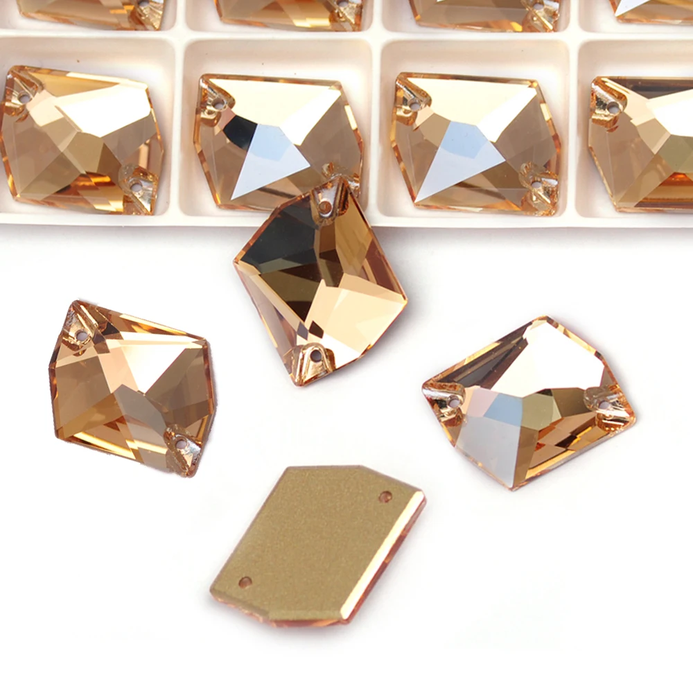 Pubrilex Glas-Aufnähkristalle Golden Shadow New Leaf Drop Rivoli Drop Mix Formen Größen Strass für Kleidung Kleider Bekleidung – Detail 3