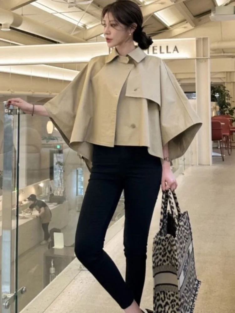 

Retro Chic ort Coat Jaet Women's Loose Fit Collarl Casual Sle Versatile Autumn Outerwear Ele Sweater Coat