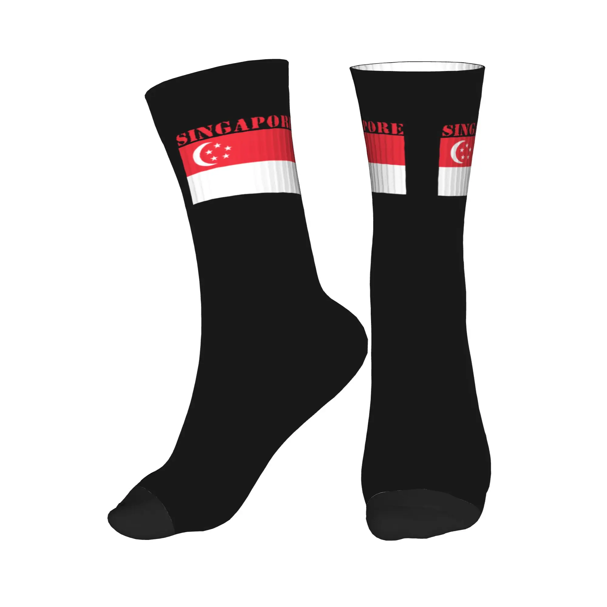 

Novelty Mens Singapore Flag Dress Socks Unisex Comfortable Warm 3D Printed Crew Socks
