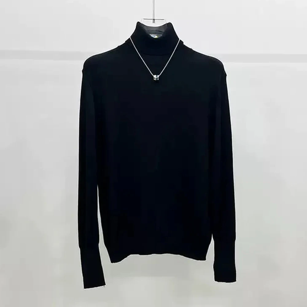 Mens Knit Thin Sweater Casual Inner Wear Knitted Sweater Daily Versatile Youth Campus Solid Color Long-Sleeve Top Men'S Clothing