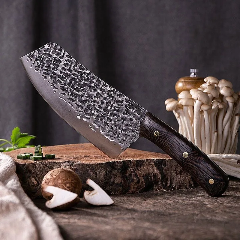 

Hand Forged Kitchen Knife Hammer Pattern Japanese Kitchen Knife 5Cr15 High Carbon Steel Cleaver Wood Handle Knives