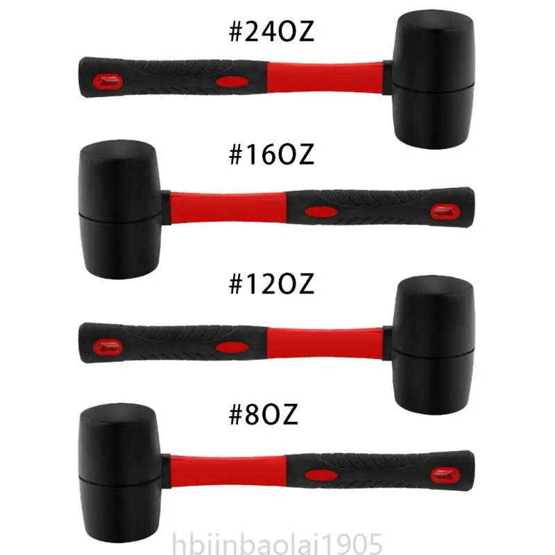 E74E Anti-slip Fiberglass Handle Rubber Mallet Used for Home Decoration and Interior Decoration Labor Saving Design Solid