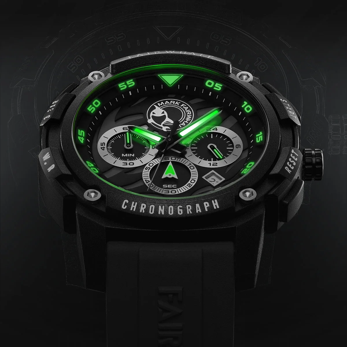 Mark Fairwhale Mens สีขาวควอตซ์นาฬิกาหรูหรากีฬาอัตโนมัติวันที่สายซิลิโคนกันน้ําแฟชั่นนาฬิกาข้อมือสําหรับชาย 2025