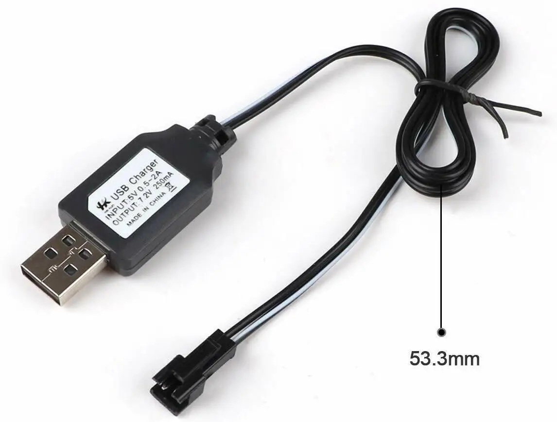 2PCS for RC Charging Battery USB Charger Batteries Pack SM-2P Plug Adapter 7.2V