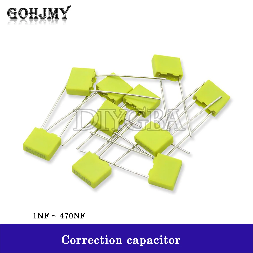 20PCS Polypropylene Safety Plastic Film diygba 100V 1nF ~ 470nF 100nf 220nf 10nf 47nf 22nf 1nf 0.47uf 0.1uf Correction capacitor