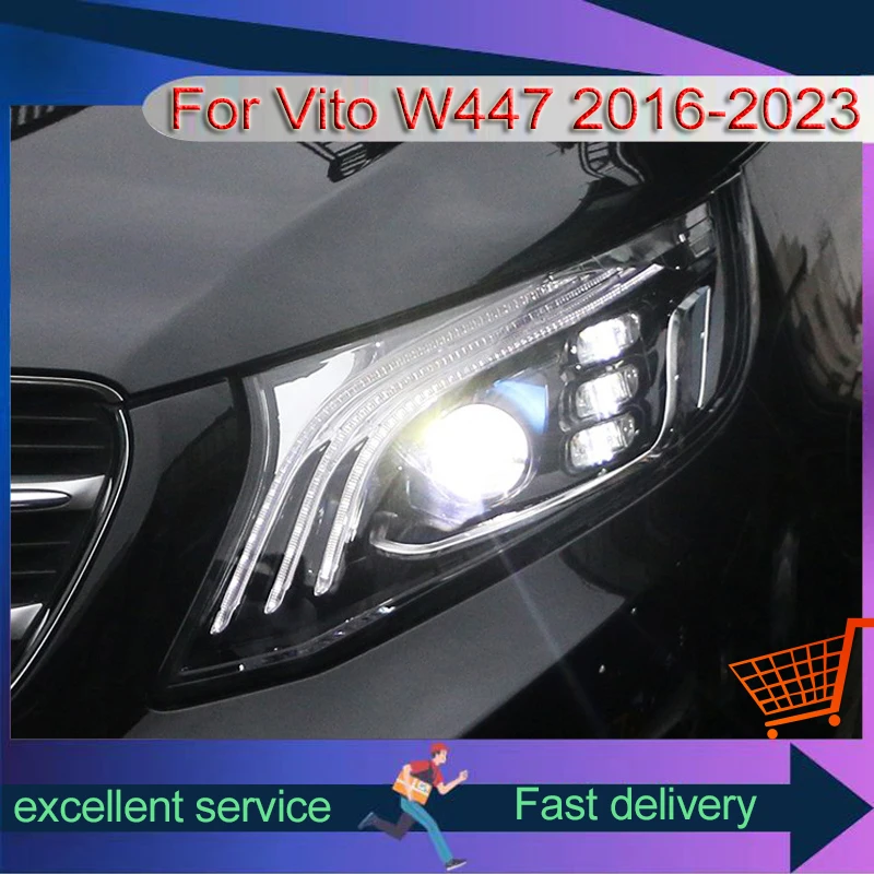 Auto Headlight Suitable For 2016-2023 Mercedes Benz V-Class New Vito W447 Front Lamp Assembly Refit Maybach Style LED Accessory