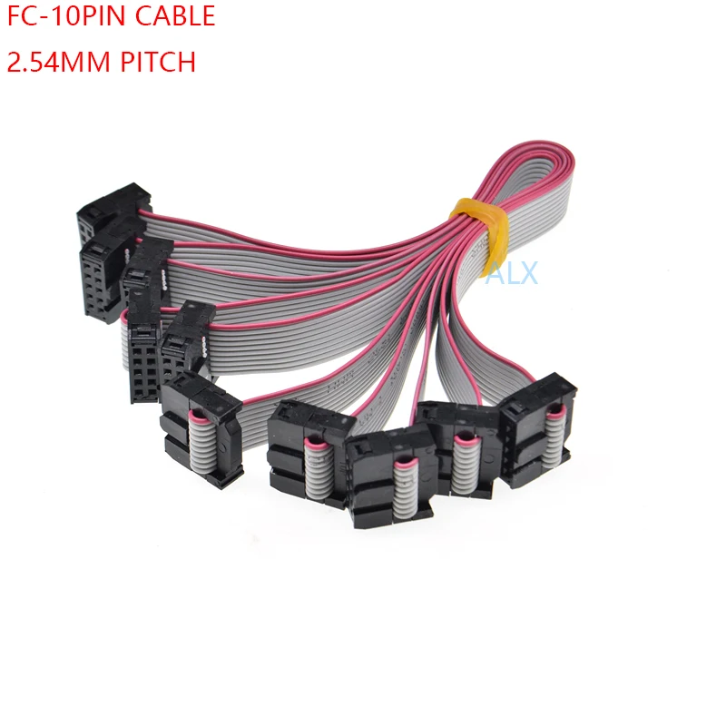 10pcs Fc-10p 20cm 2.54mm Pitch Jtag Avr Isp Download Cable 10p Wire 10pin Gray Flat Ribbon Data Cable For Dc3 Idc Box Header