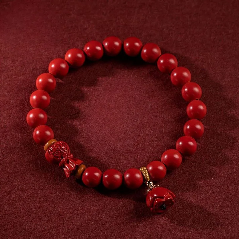 Cinnabar Blessing Bag Bracelet Lotus Pendant Bracelet Natural Gift Ideas for Men and Women.