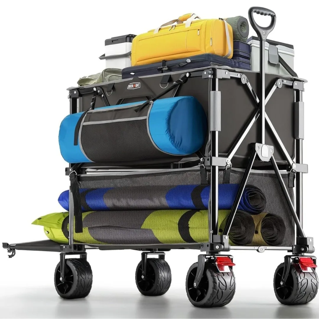 Carrello Pieghevole a Due Piani Overmont 400L - Carrello Richiudibile di Grande Capacità