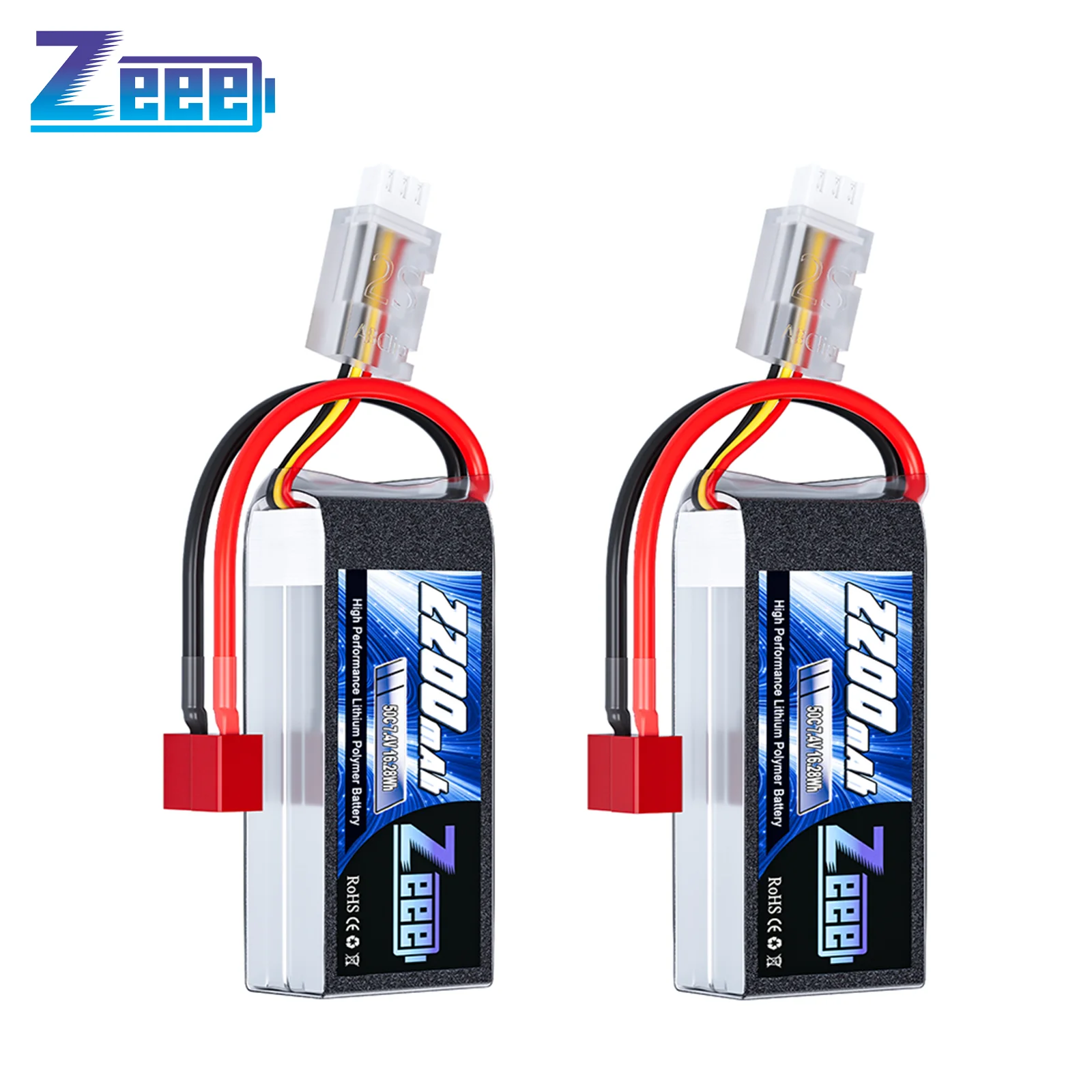 Zeee-Bateria Curta Lipo RC, 2S 2200mAh, 7.4V 50C, Plug T XT60, Softcase, Carro, Caminhão, Buggy, FPV, Drone, Helicóptero, Avião, Peças RC