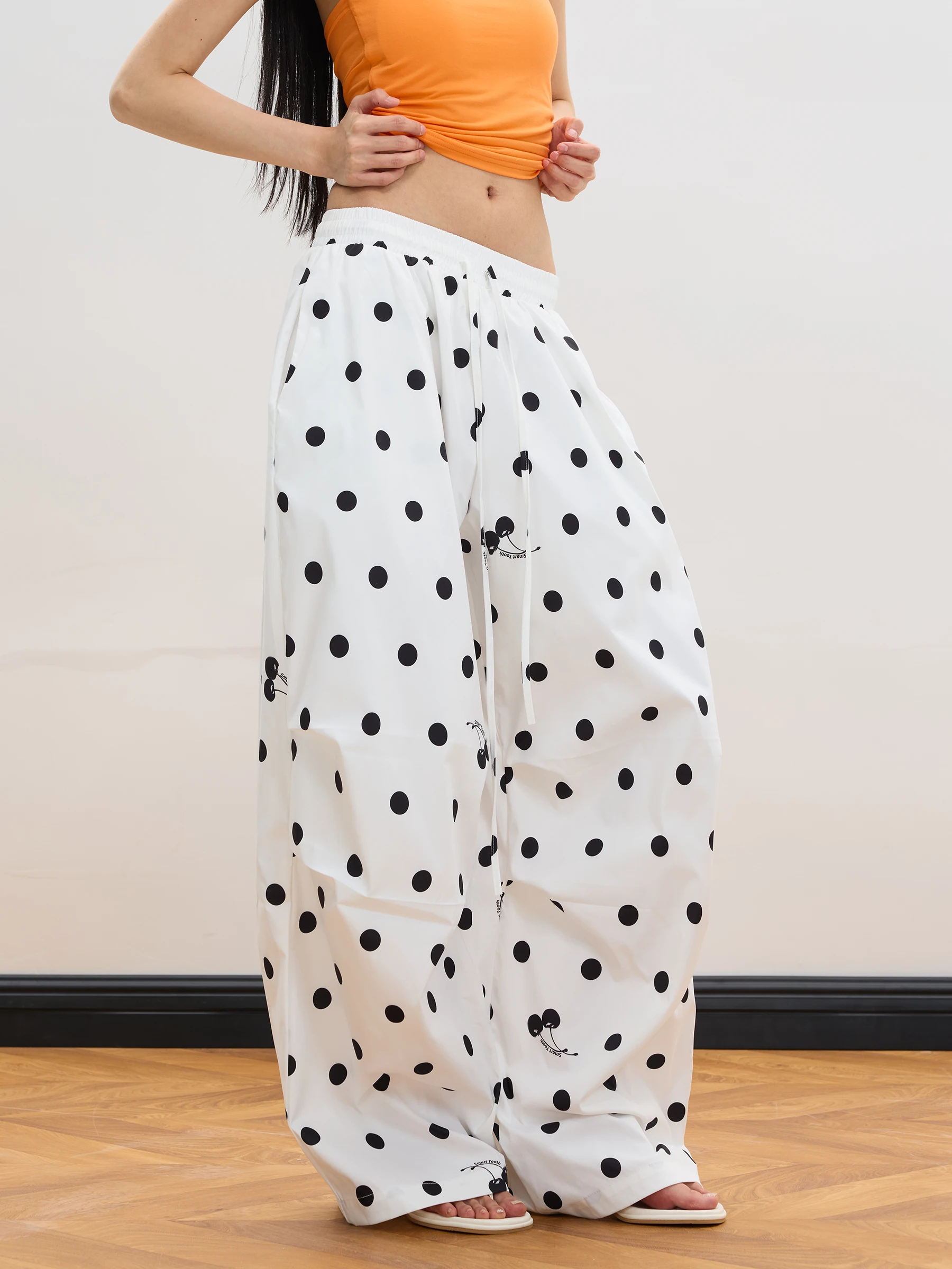 Junecut Summer New Polka Dot Paratrooper Pants Casual Loose Wide Leg Street Dance Pants Small Audience Design Sense