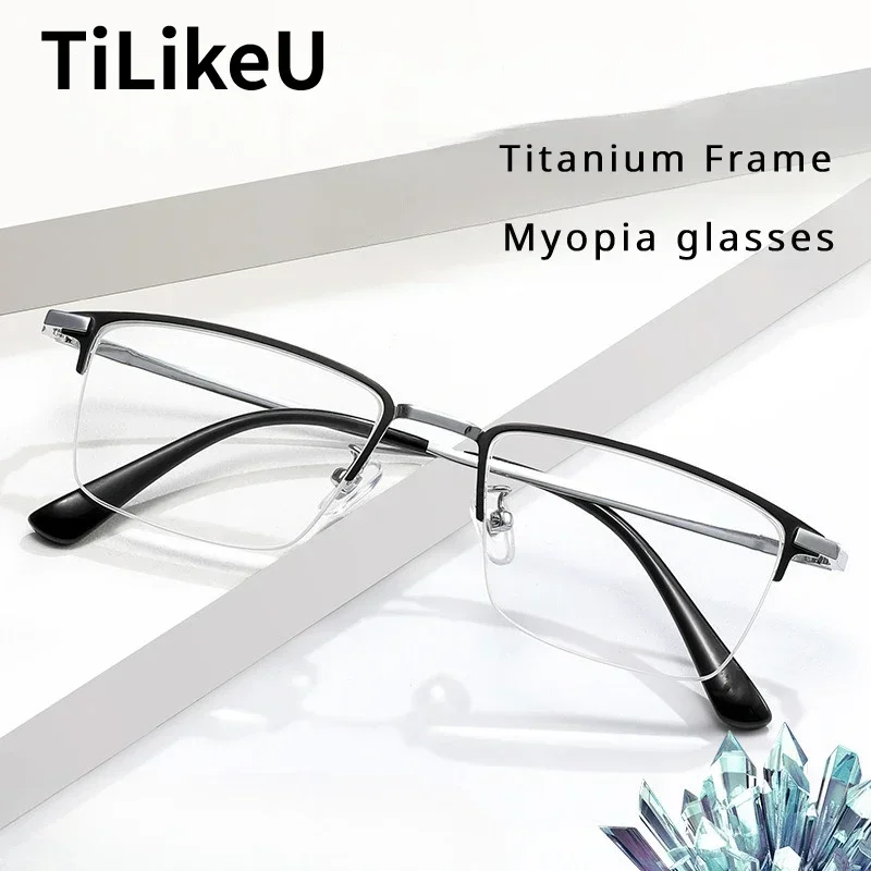 

Luxury Pure Titanium Presbyopia Reading Glasses HD Crystal Anti-scratch UV Blue Light Blocking Eye Glasses Men Women Myopia Lens