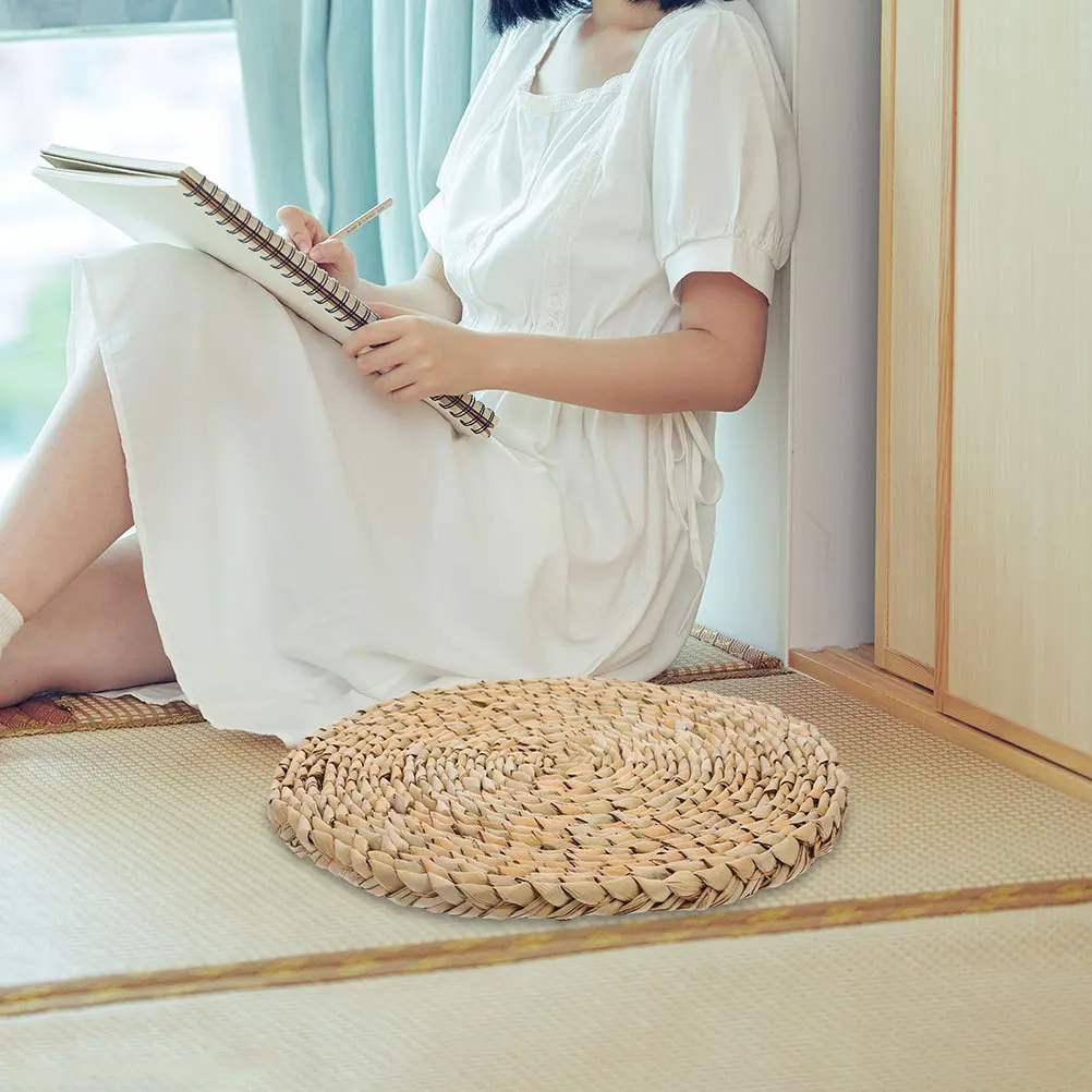 

Round Woven Straw Cushion for Patio Dining Room Chairs Japanese Style Floor Mat Seat Pad Outdoor Furniture Yoga Meditation
