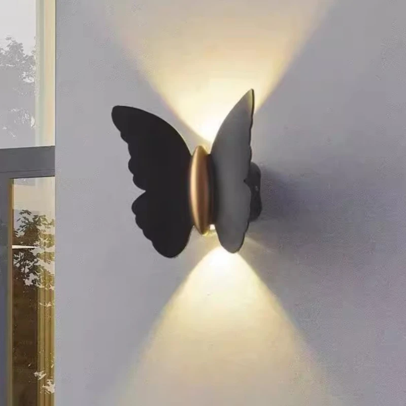 

Outdoor Courtyard Wall Lighting Ip65 Waterproof Wall Lamps Home LED Decor Living Room Background Wall Butterfly Lights