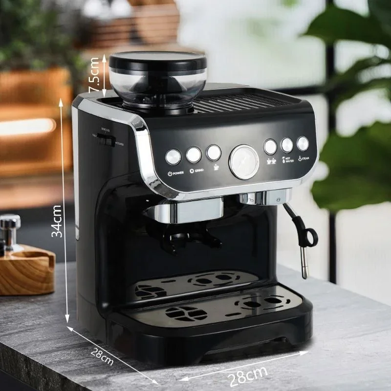 Professional Espresso Machines Combo Cappuccino Coffee Maker Built-in Bean Grinder With Milk Frother Steam Wand