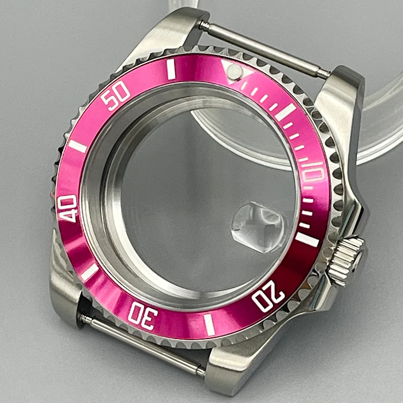 Waterproof NH35 SUB Watch Case 40mm Case Sapphire Crystal Glass Curved Bezel Fit 7S26 4R NH35 NH36 Movement Stainless Steel Case