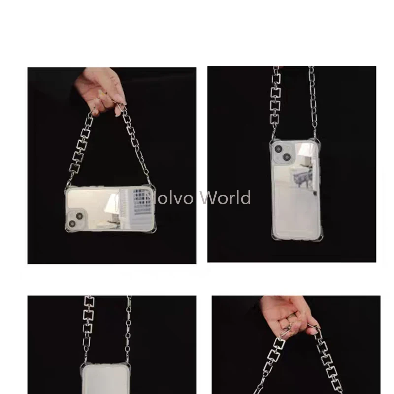 46cm/120cm Silver Detachable O Chain Lanyard Anti-Theft Phone Chain For Women Men Bag Strap Around Neck Pendant Gift Accessories