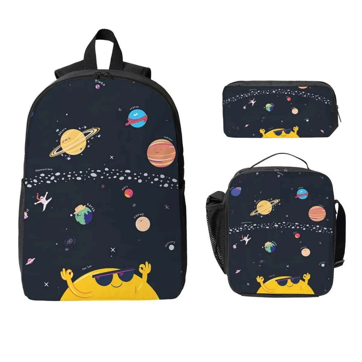 Out Of Space Map Backpack Student Boys Girls BookBag School Bag Computer Shoulder Bags 3ps Insulated Lunch Bag Pencil Case