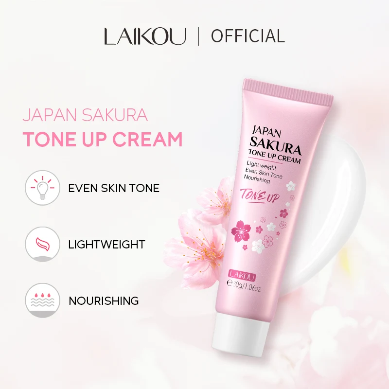 LAIKOU JAPAN SAKURA Tone Up Cream 30g Conceal Blemishes Brighten Skin Reduce Dullness Oxidation Delicate Lazy Cream