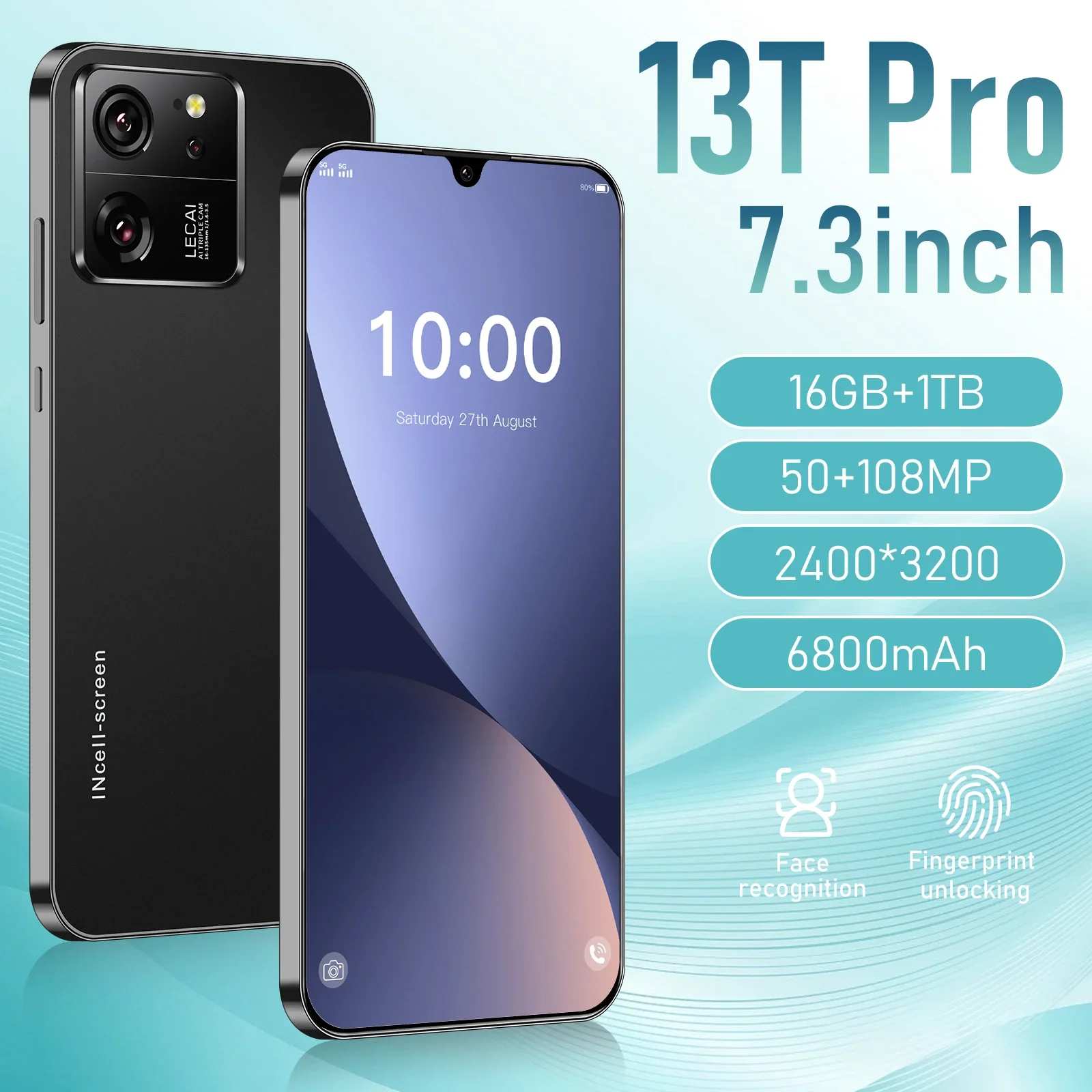 2025 New 13T Pro Smartphone 5G 7.3-inch High-definition Android13 Snapdragon8 gen2 Dual SIM Phone 6800mAh Unlocking Mobile phone