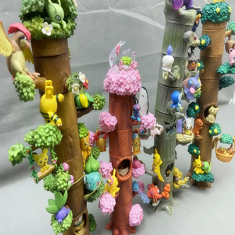 Hot New Pokemon Toy Tree Stump Anime Figure Halloween Gengar Pocket Monster Pikachu Desk Model Forest Figurine Dec Children Gift