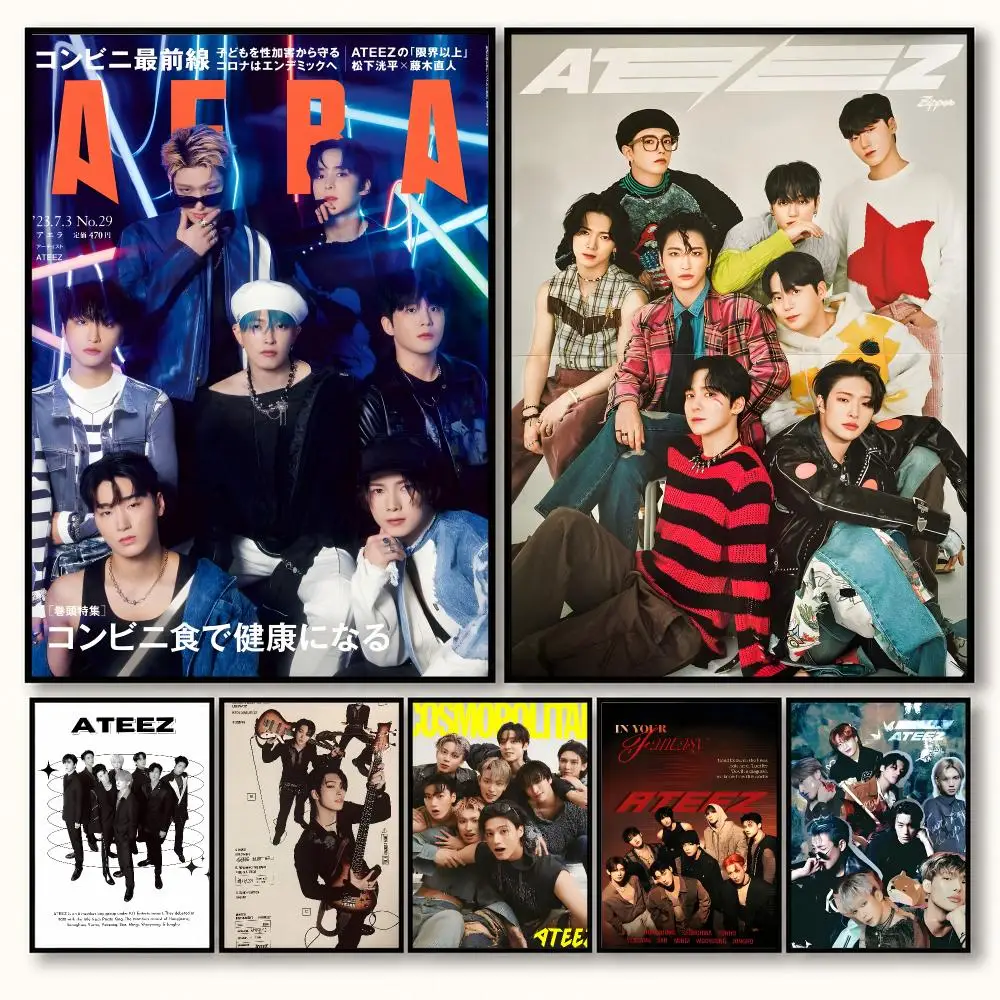 ATEEZ K Pop Boy Group Music Concert Album Idol Poster Decorative art prints for the home, holiday gifts, unframed