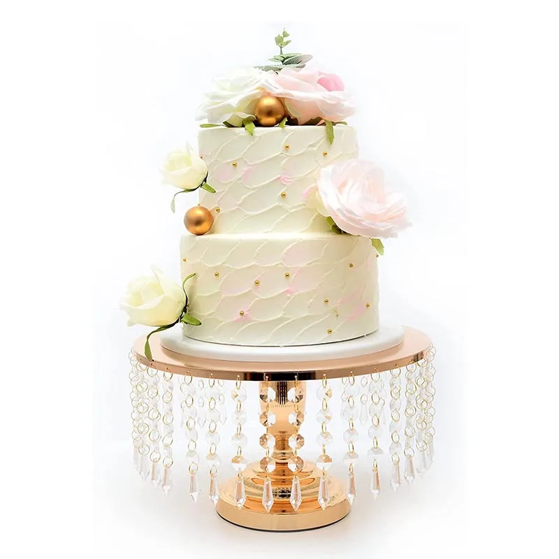 

Gold Cake Stand Crystal Decorative Plate Tabletop Centerpiece Party Supplies