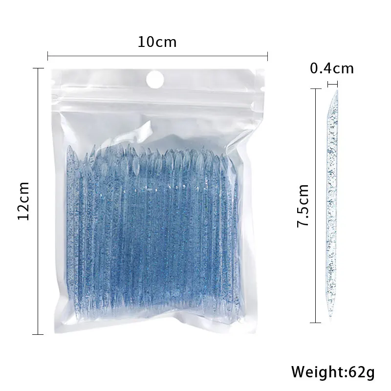 100pcs Nails Cuticle Pusher Plastic Sticks Manicure Tool Dead Skin Remover Cleaner Dual End Crystal Nail Art Decoration Picker