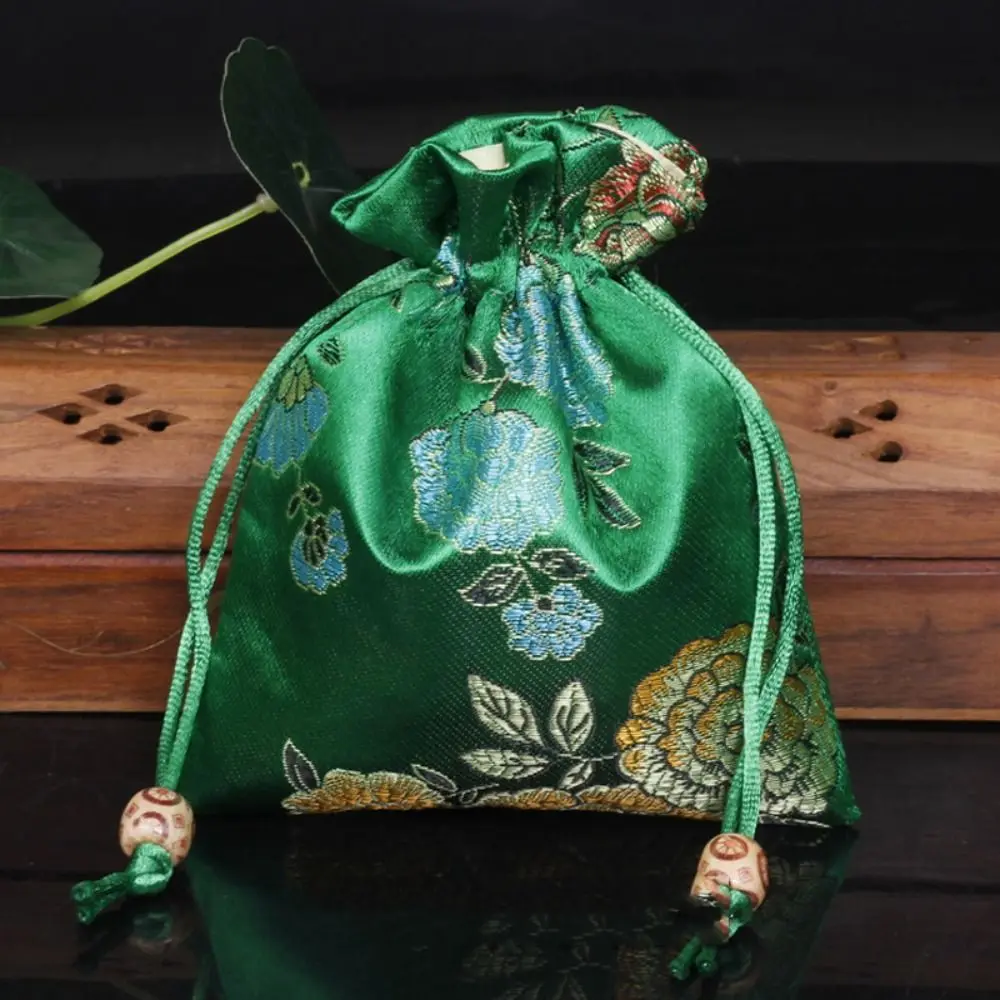 

Floral Embroidery Flower Drawstring Bag Coin Purse Candy Bag Canvas Flower Handbag Bucket Bag Hanfu Wrist Bag Small Wallet