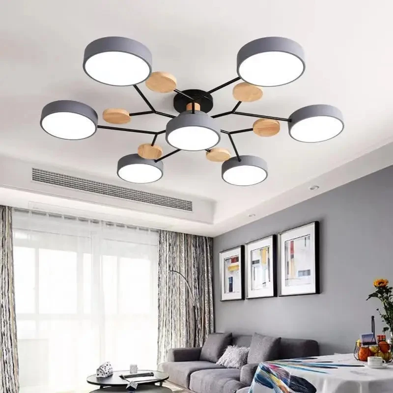 Nordic Living Room Home Macaron Hall Ceiling Lamp Modern Minimalist Creative Bedroom Log Restaurant Light