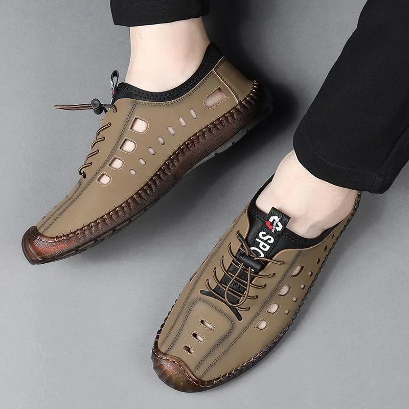 

Новые мужские летние сандалии в европейско-американском стиле с большими отверстиями, дышащие, нескользящие, повседневные, для активного отдыха и вождения (38-48)