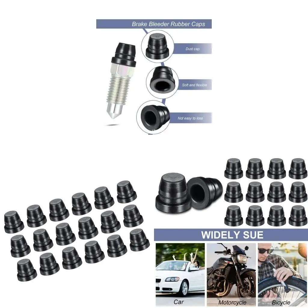 Brake Bleeder Nipple Cap, Flexible Rubber Dust Cover for Car and Motorcycle Brake Upkeep and Routine Service Use