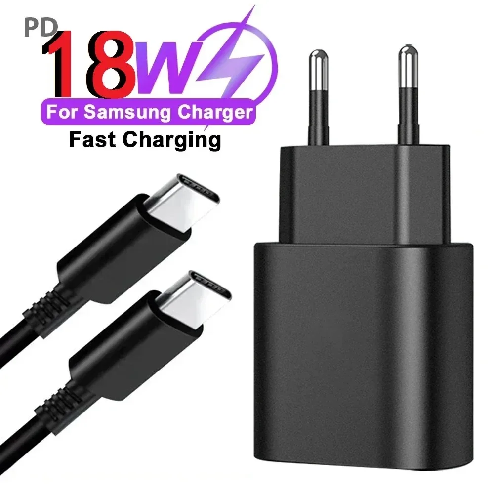 18W Fast Charger For Samsung Galaxy S23 S24 Ultra S22 Note 20 10 Plus Cargador USB Type C Fast Charging Charger Phone Cable