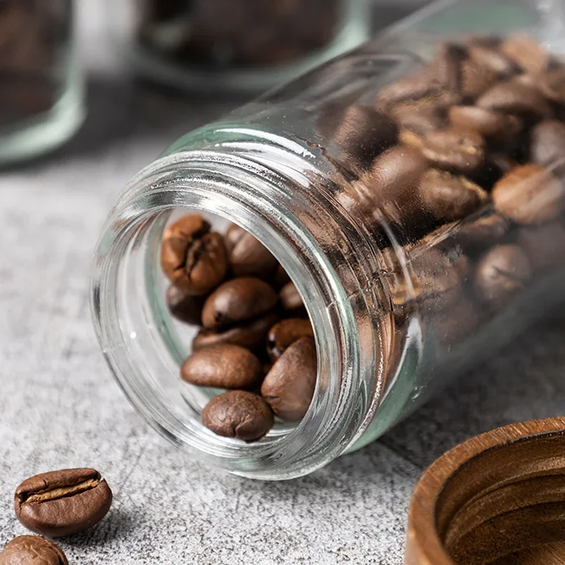 4-piece Set of Clear Glass Storage Jars Candy Airtight Jars with Tray Kitchen Nuts and Coffee Bean Spice Storage Containers New view 4