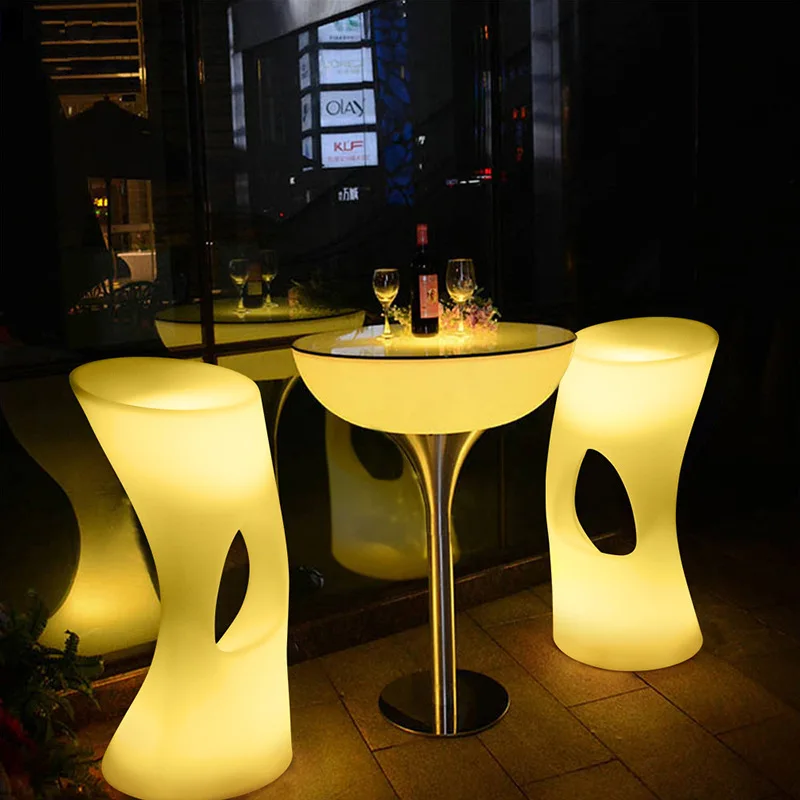 Creative Led Luminous Bar Table Light Luxury Bar Furniture Kitchen High Desk Round Home Bar Table and Chair KTV Bar Small Table