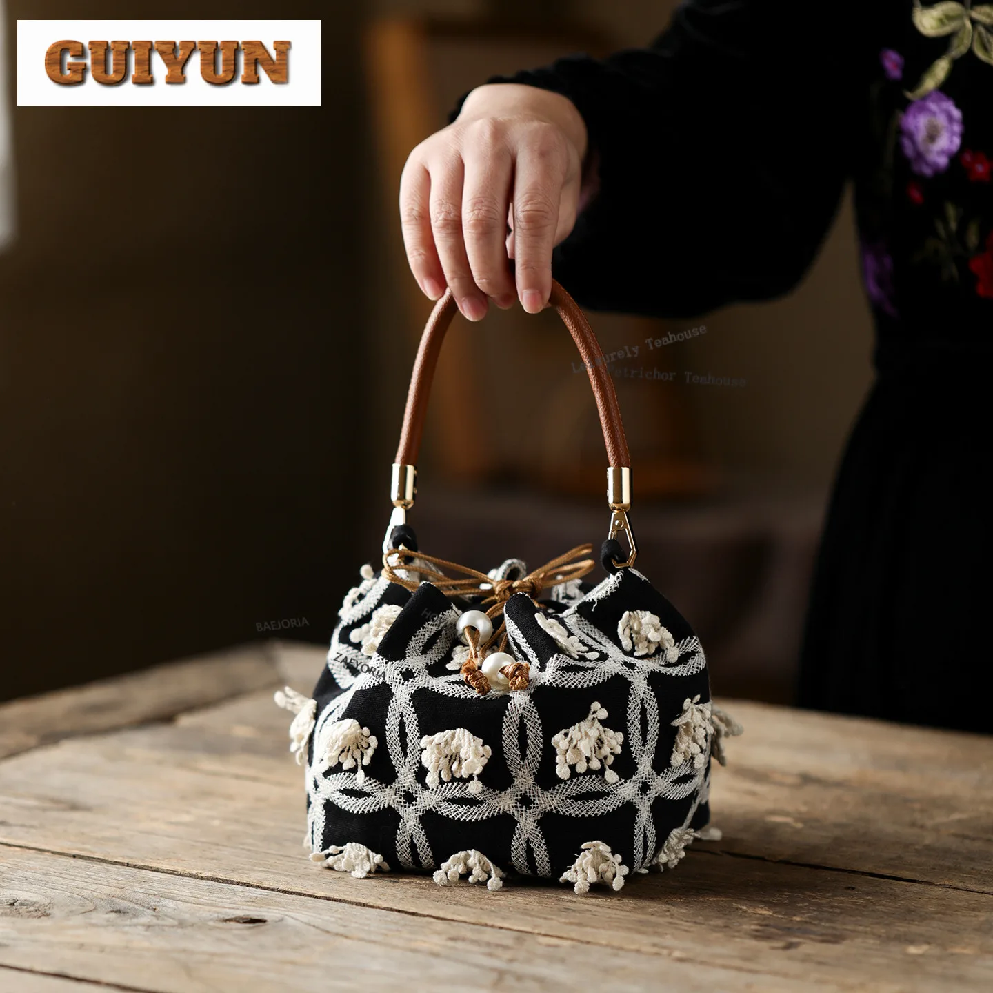 Cotton And Linen Embroidery Beaded Tea Cozies Vintage Tea Cozy For Teapot Portable Bag Travel Tea Set Bag Teaset Supplies Craft