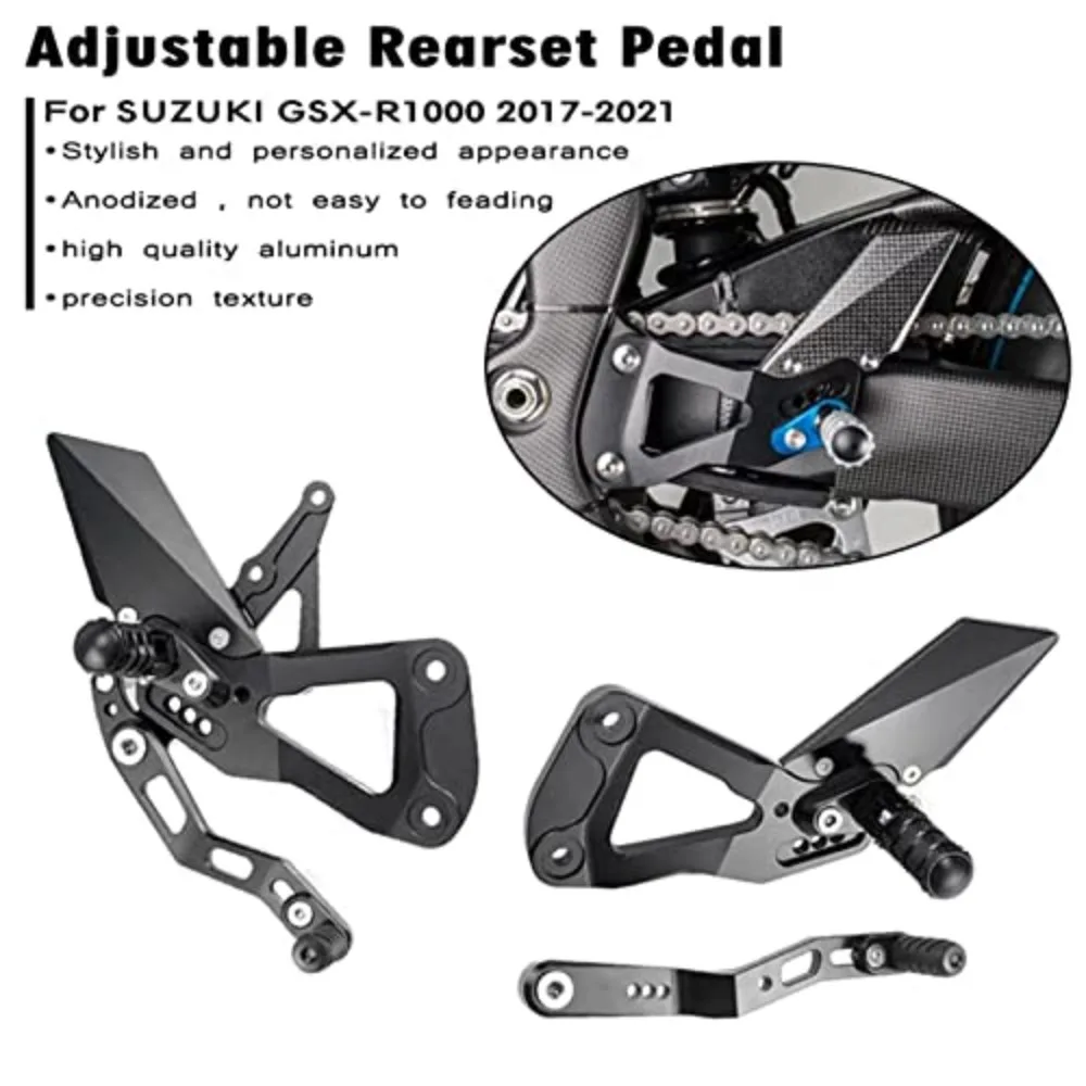 Motorcycle Footrest Rear Footrest for Suzuki GSX-R1000R GSX-R1000 2017-2024 Aluminium CNC Foot Pegs Passenger Footrest