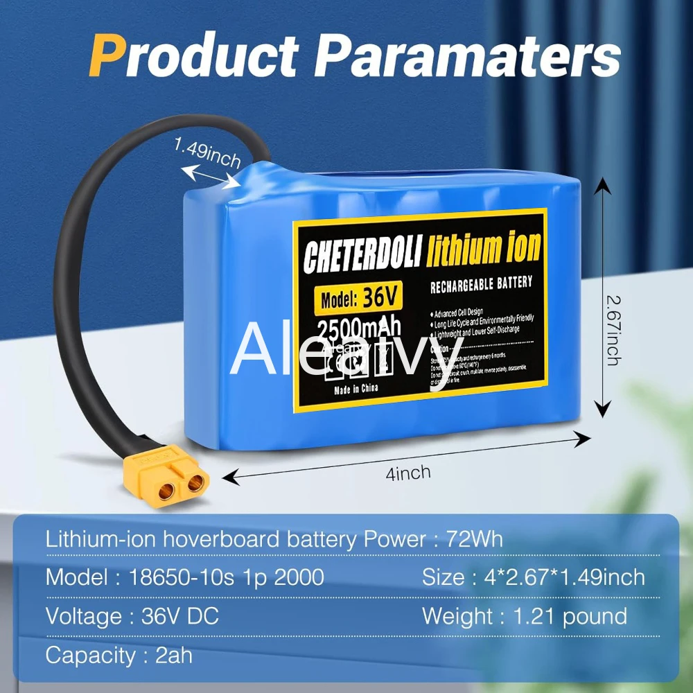 

Rechargeable Lithium-ion Battery 36V 7000mAh 10S2P High-quality for Electric Unicycle, HoverBoard & Self-balancing Scooter