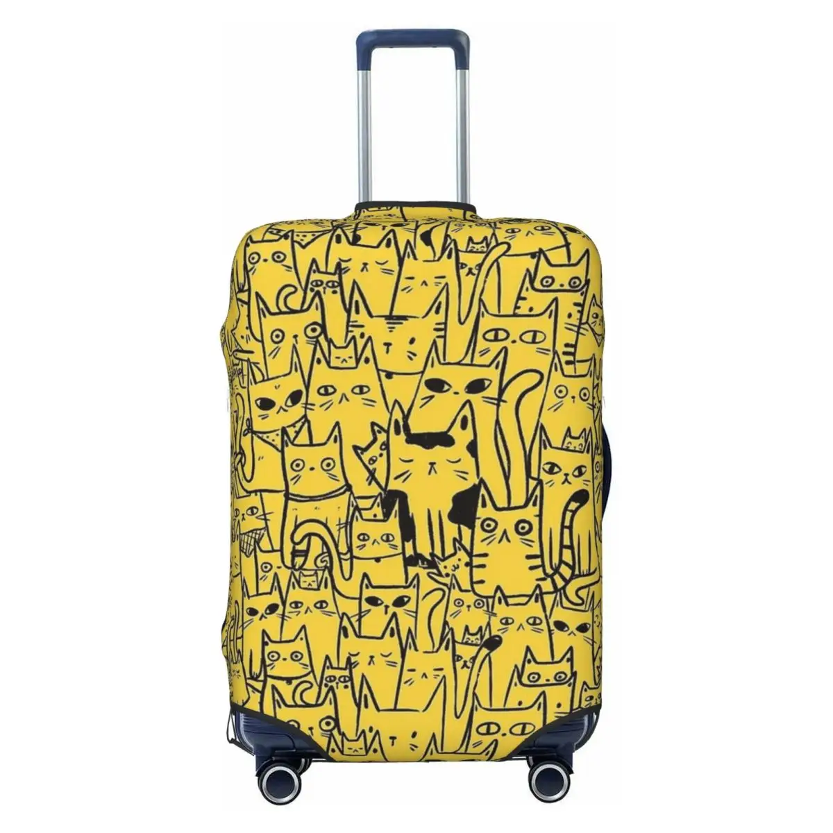 

Black And Yellow Funny Cat Suitcase Cover Business Vacation Practical Luggage Case Protector