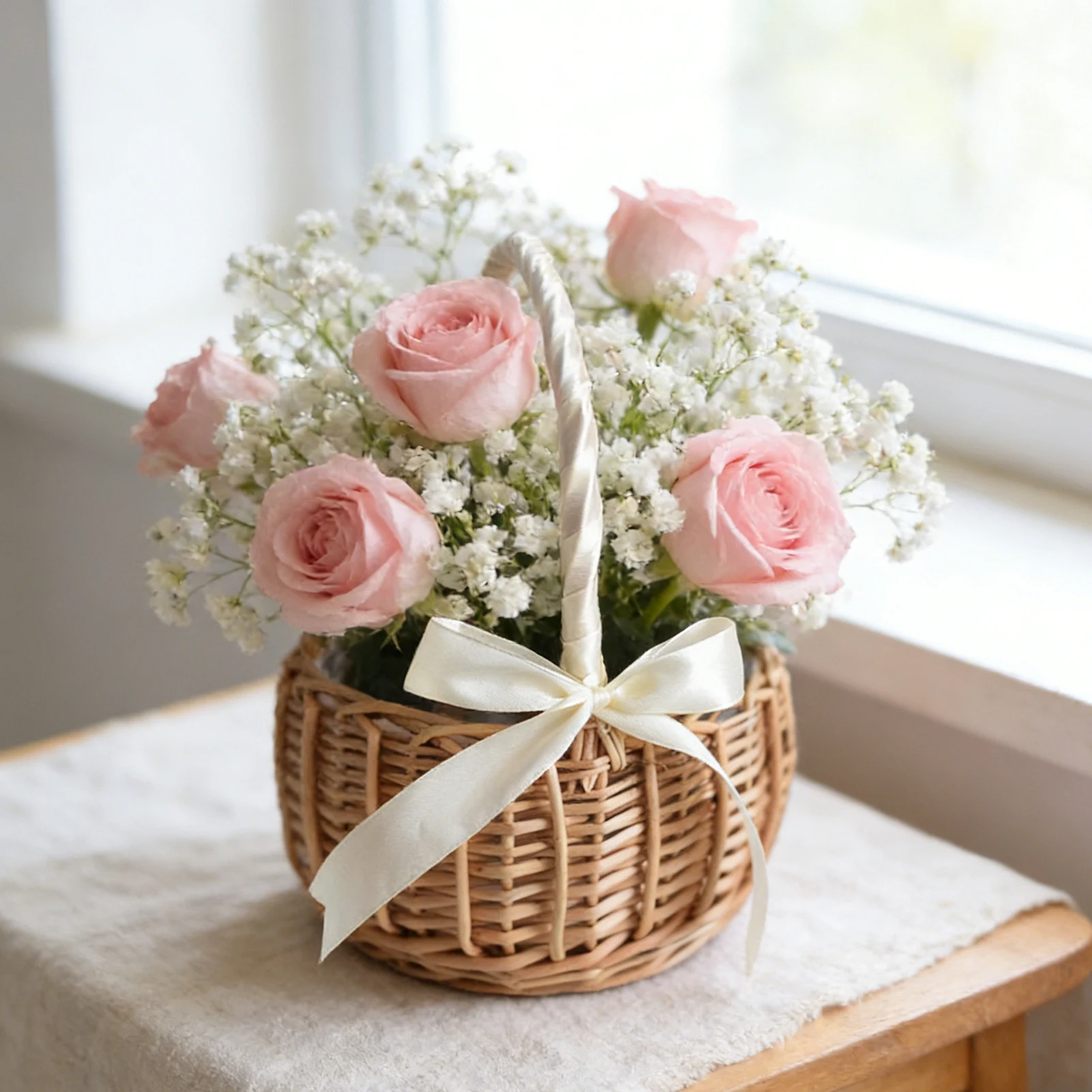Large Wicker Flower Basket with Tassel Decoration Handwoven for Weddings Holidays and Home Decor