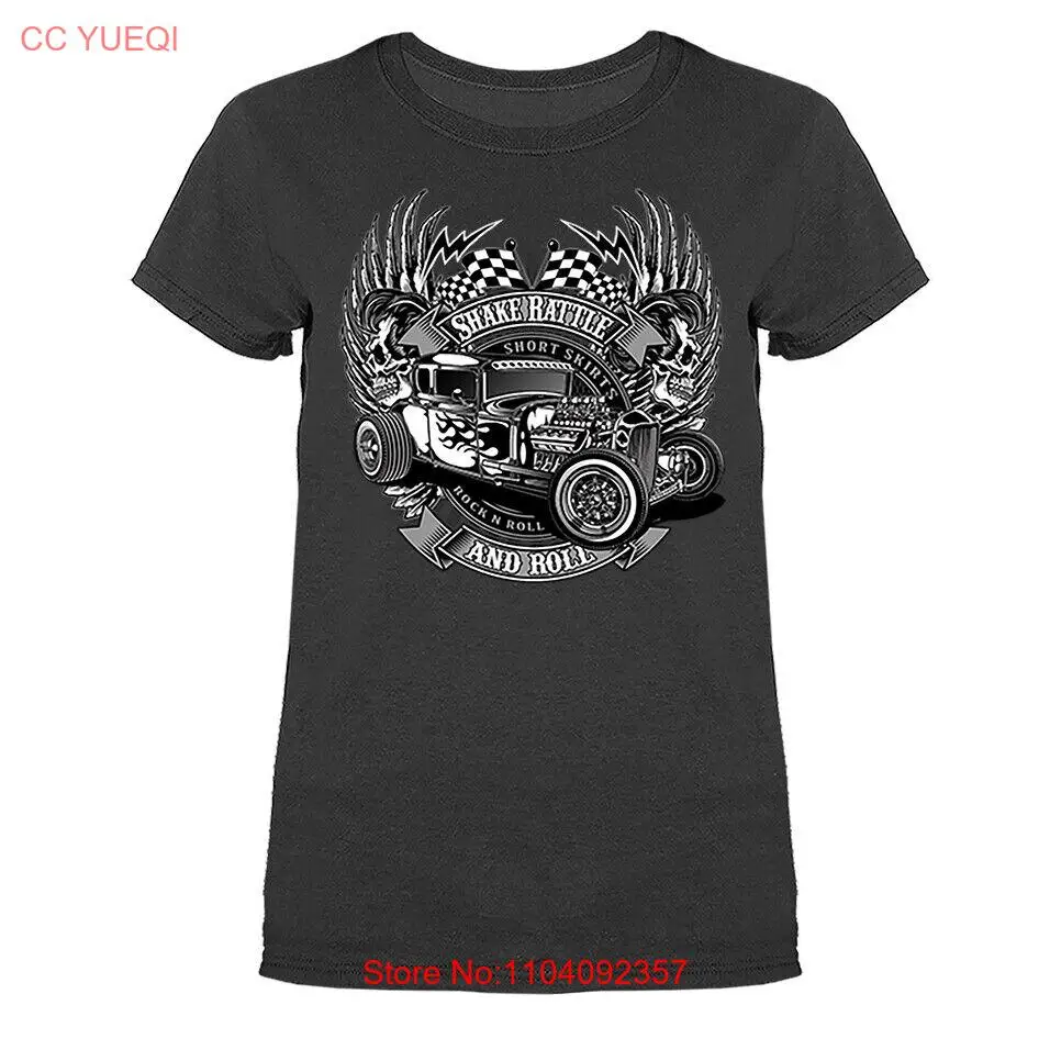 Shake Rattle & Roll Hot Rod Racing Vintage Classic Car Womens Graphic T-shirt