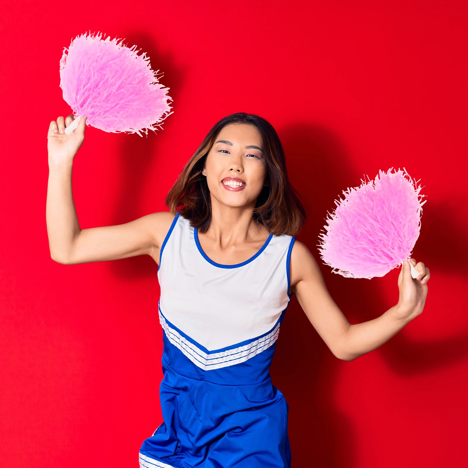 

8pcs Cheerleading Pom Poms 2Red 2Blue 2Yellow Durable Bright Sports Meeting Props Dance Accessories Team cheering