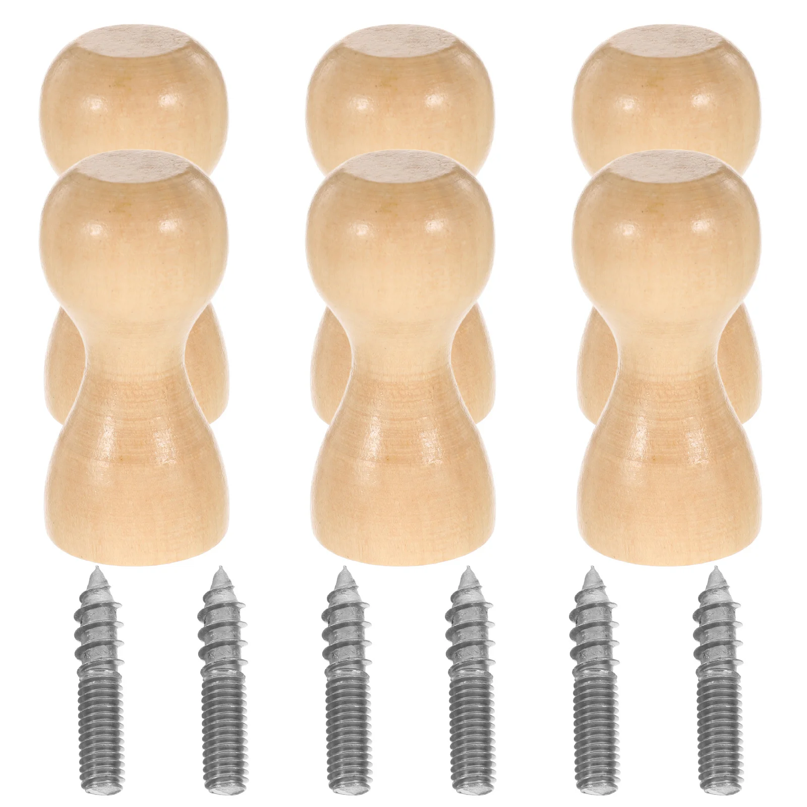 

6Pcs Solid Wood Minimalist Coat Hooks Wall Mounted Entryway Door Rack Hat Bag Organizer Wooden Pegs for Hanging Clothes Towels